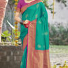 Vintage Teal Blue Color Soft Silk Saree