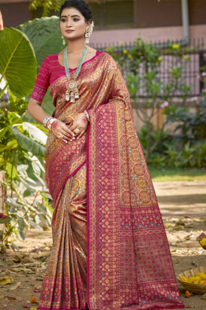Sangam Prints Beige Silk Woven Work Traditional Saree