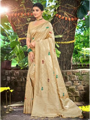 Sangam Prints Chiku Havy Assam Silk Saree With Meena Woven Work Traditional Saree