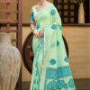 Sangam Prints Green Linen Woven Work Traditional Saree