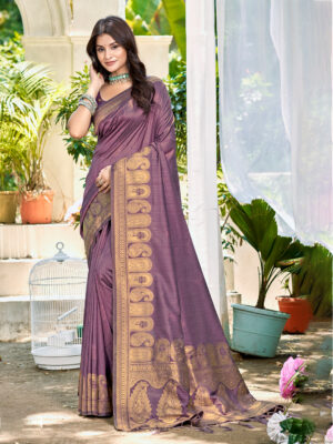 Sangam Prints Wine Assam Silk Woven Work Traditional Saree