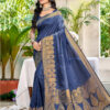 Sangam Prints Navy Blue Assam Silk Woven Work Traditional Saree