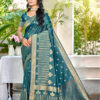 Sangam Prints Turquoise Assam Silk Woven Work Traditional Saree