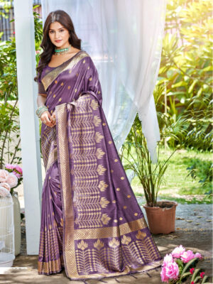 Sangam Prints Wine Assam Silk Woven Work Traditional Saree