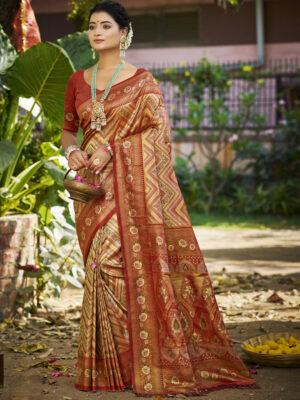 Sangam Prints Maroon Silk Woven Work Traditional Saree