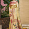 Sangam Prints Beige Kanjivaram Silk Woven Work Traditional Saree