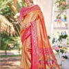 Sangam Prints Orange Kanjivaram Silk Woven Work Traditional Saree