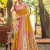 Sangam Prints Mustard Kanjivaram Silk Woven Work Traditional Saree