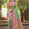 Sangam Prints Green Kanjivaram Silk Woven Work Traditional Saree