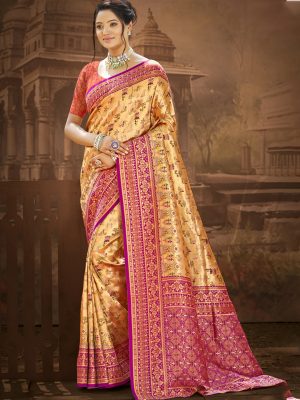 Sangam Prints Golden With Rani Dharmavaram Woven Work Traditional Saree
