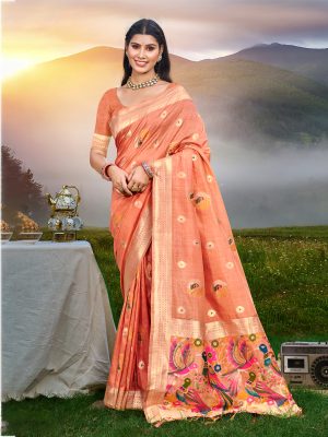 Sangam Prints Gajari Havy Assam Silk Saree With Meena Woven Work Traditional Saree
