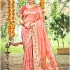 Sangam Prints Peach Havy Assam Silk Saree With Meena Woven Work Traditional Saree