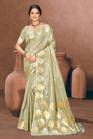 Sangam Prints Grey Munga Kota Woven Work Traditional Saree