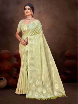 Sangam Prints Olive Green Munga Kota Woven Work Traditional Saree