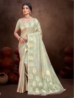 Sangam Prints Grey Munga Kota Woven Work Traditional Saree