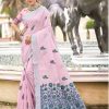 Sangam Prints Light Pink Linen Woven Work Traditional Saree