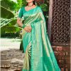 Sangam Prints Sea Green Kanjivaram Silk Woven Work Traditional Saree