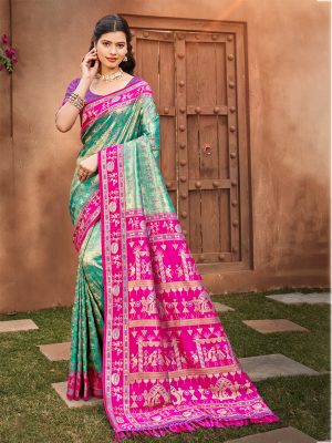 Sangam Prints Green Kanjivaram Silk Woven Work Traditional Saree