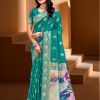 Sangam Prints Teal Green SILK WITH DIGITAL PALLU Woven Work Traditional Saree