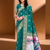 Sangam Prints Teal Green.  SILK WITH DIGITAL PALLU Woven Work Traditional Saree