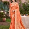 Sangam Prints Orange Havy Assam Silk Saree With Meena Woven Work Traditional Saree