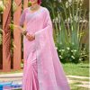Sangam Prints Pink Linen Woven Work Traditional Saree