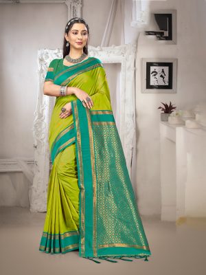 Sangam Prints Olive Green Silk Woven Work Traditional Saree
