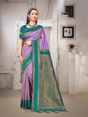 Sangam Prints Lavender Silk Woven Work Traditional Saree