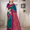 Sangam Prints Teal Blue Silk Woven Work Traditional Saree