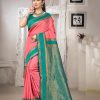 Sangam Prints Dark Peach Silk Woven Work Traditional Saree