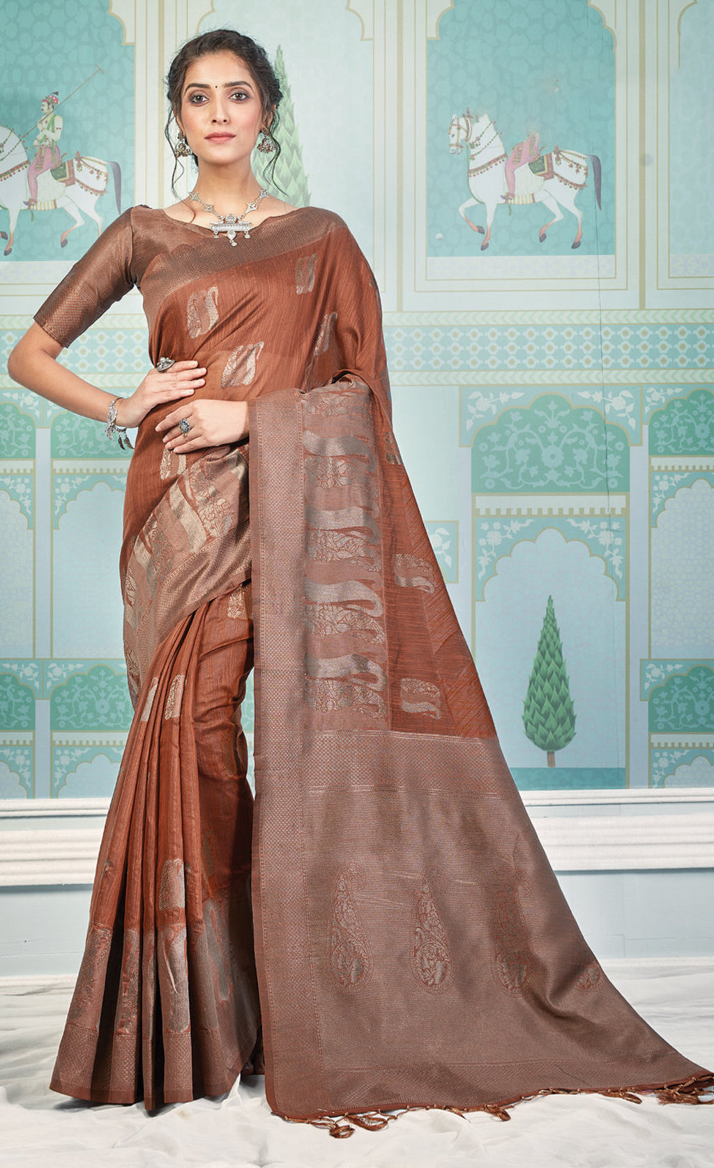 Buy Rust Orange Hand Embroidered Silk Saree by Designer DEEP THEE Online at  Ogaan.com