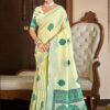 Sangam Prints Yellow Linen Woven Work Traditional Saree