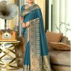 Sangam Prints Ocean Blue Assam Silk Woven Work Traditional Saree