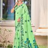 Sangam Prints Light Green Linen Woven Work Traditional Saree