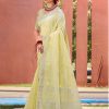 Sangam Prints Yellow Linen Woven Work Traditional Saree