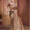 Sangam Prints Dark Brown Silk Woven Work Traditional Saree