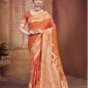 Sangam Prints Orange Silk Woven Work Traditional Saree