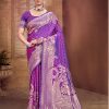 Sangam Prints violet  Silk Woven Work Traditional Saree