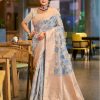 Sangam Prints Sky Blue COTTON SILK Woven Work Traditional Saree
